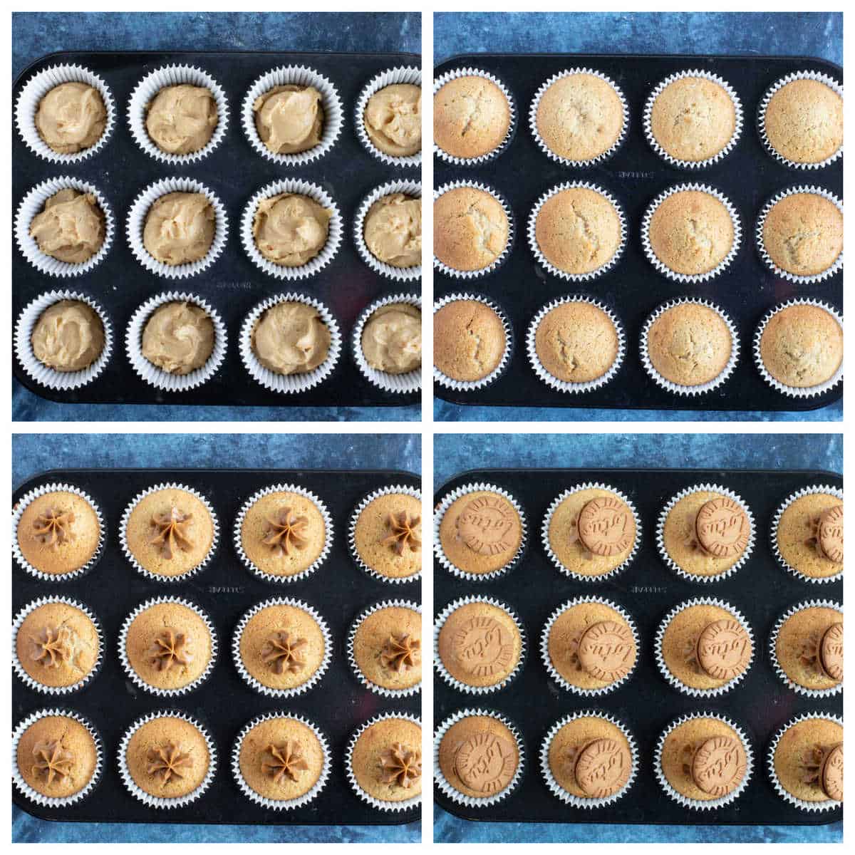 Step by step biscoff muffins part 2 collage.