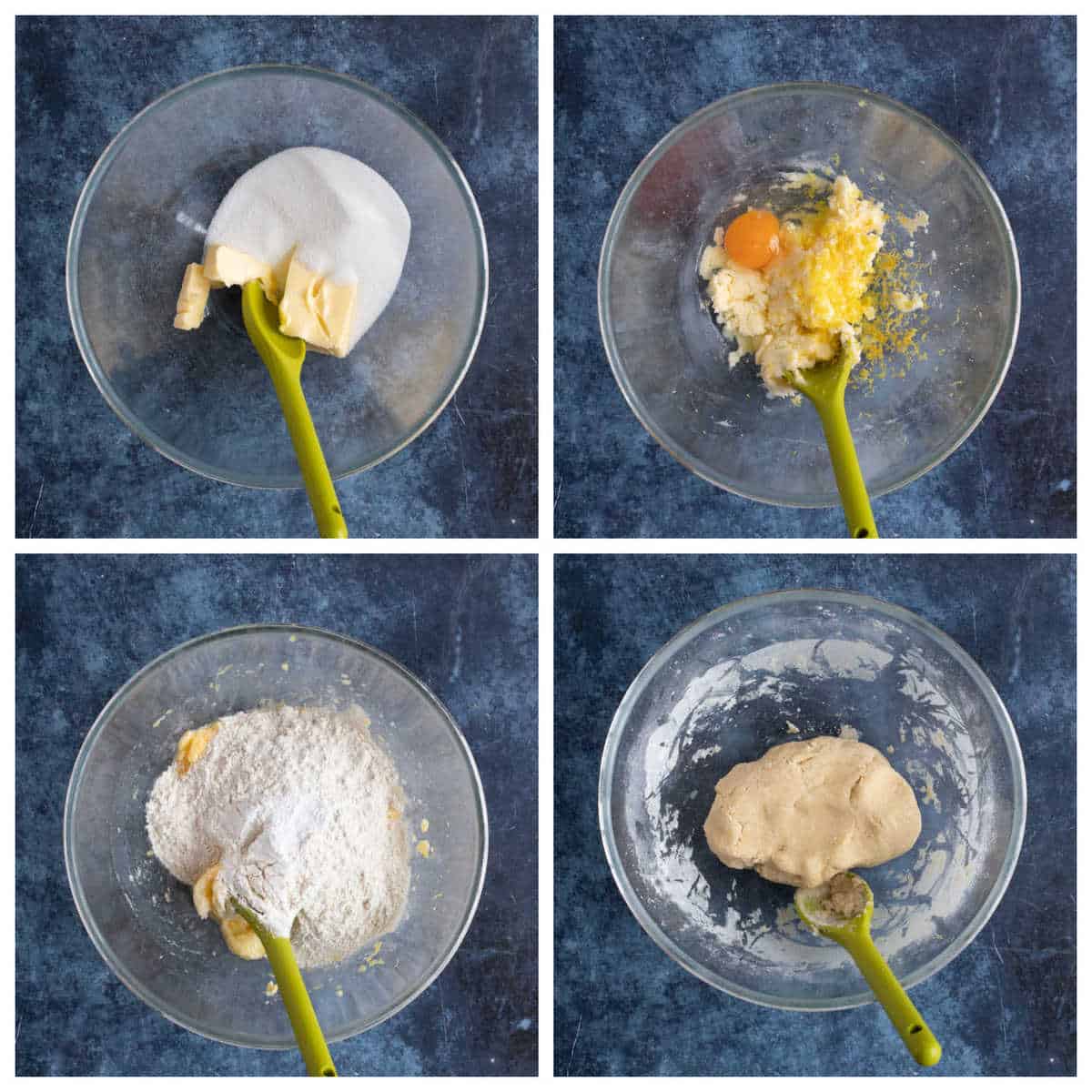 Main steps for making lemon biscuits.