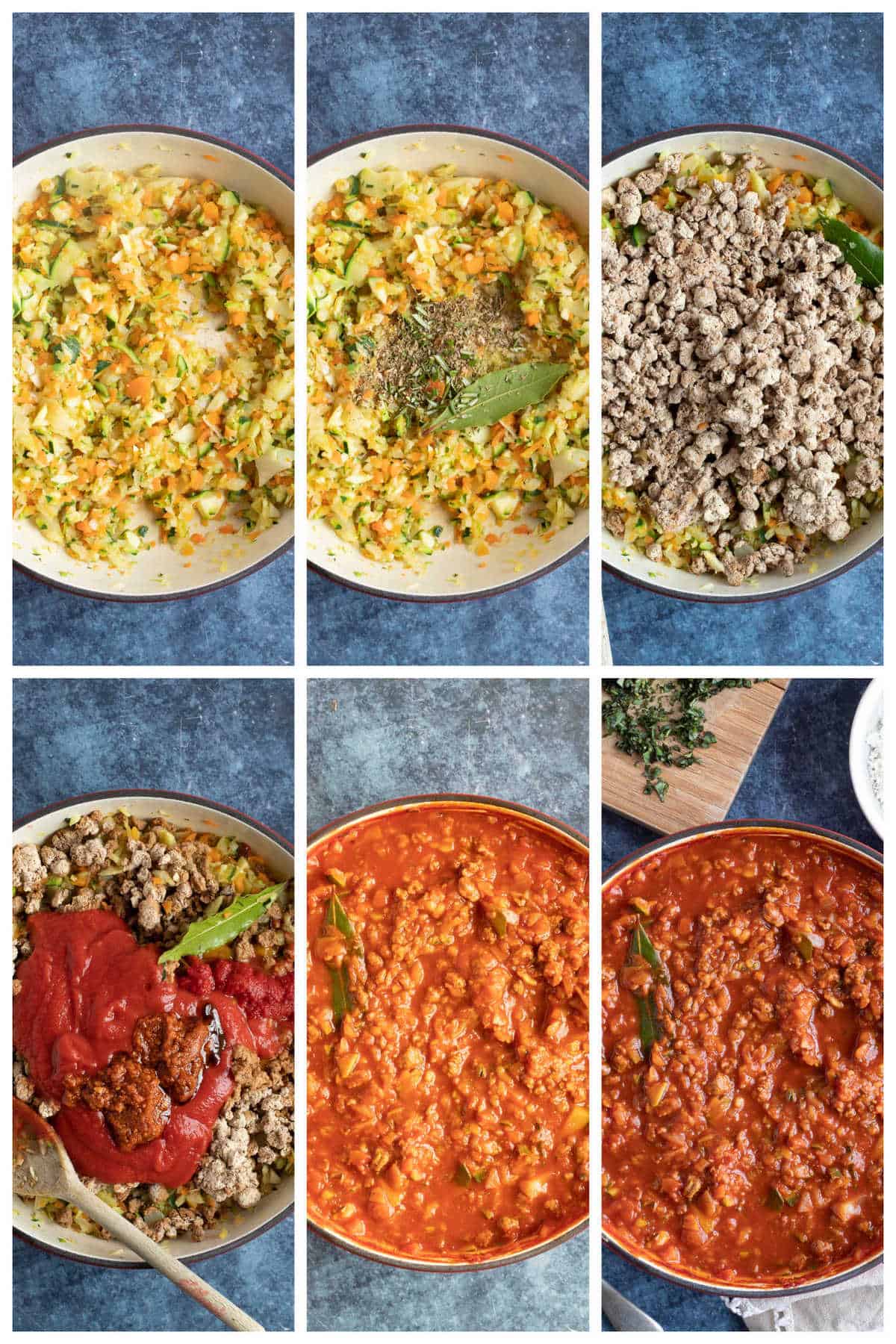 Step by step photo's for Quorn bolognese.