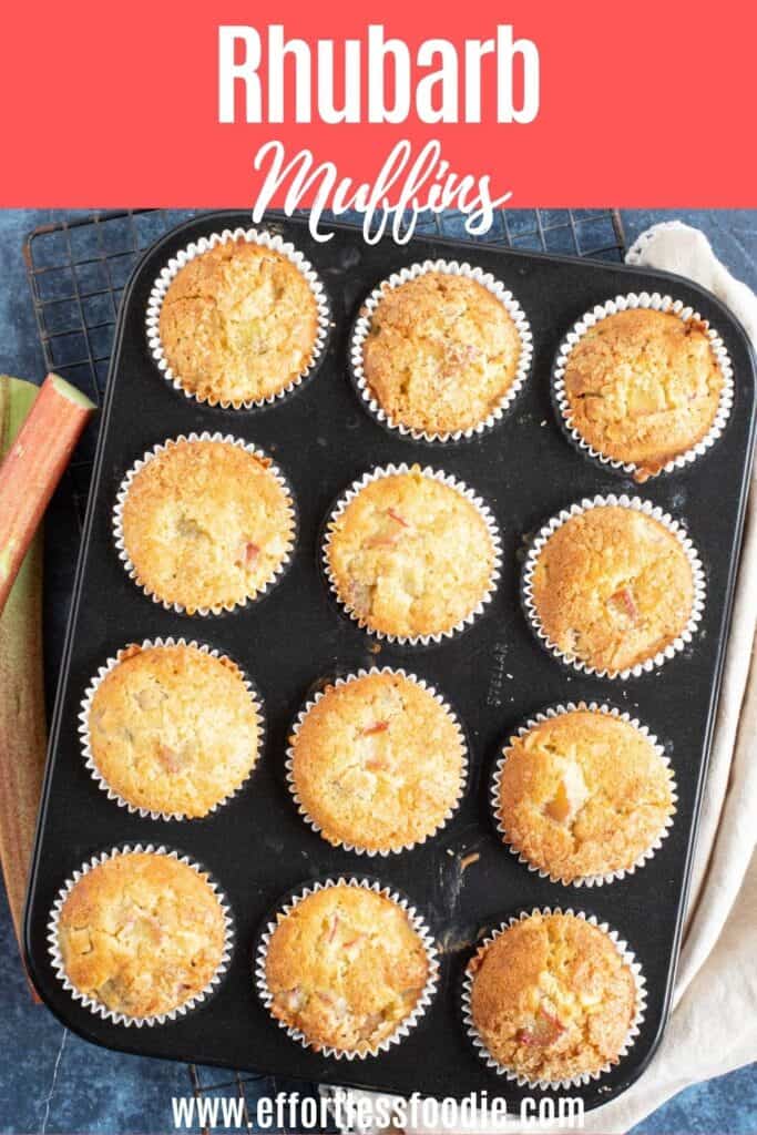 Rhubarb muffins pin image.