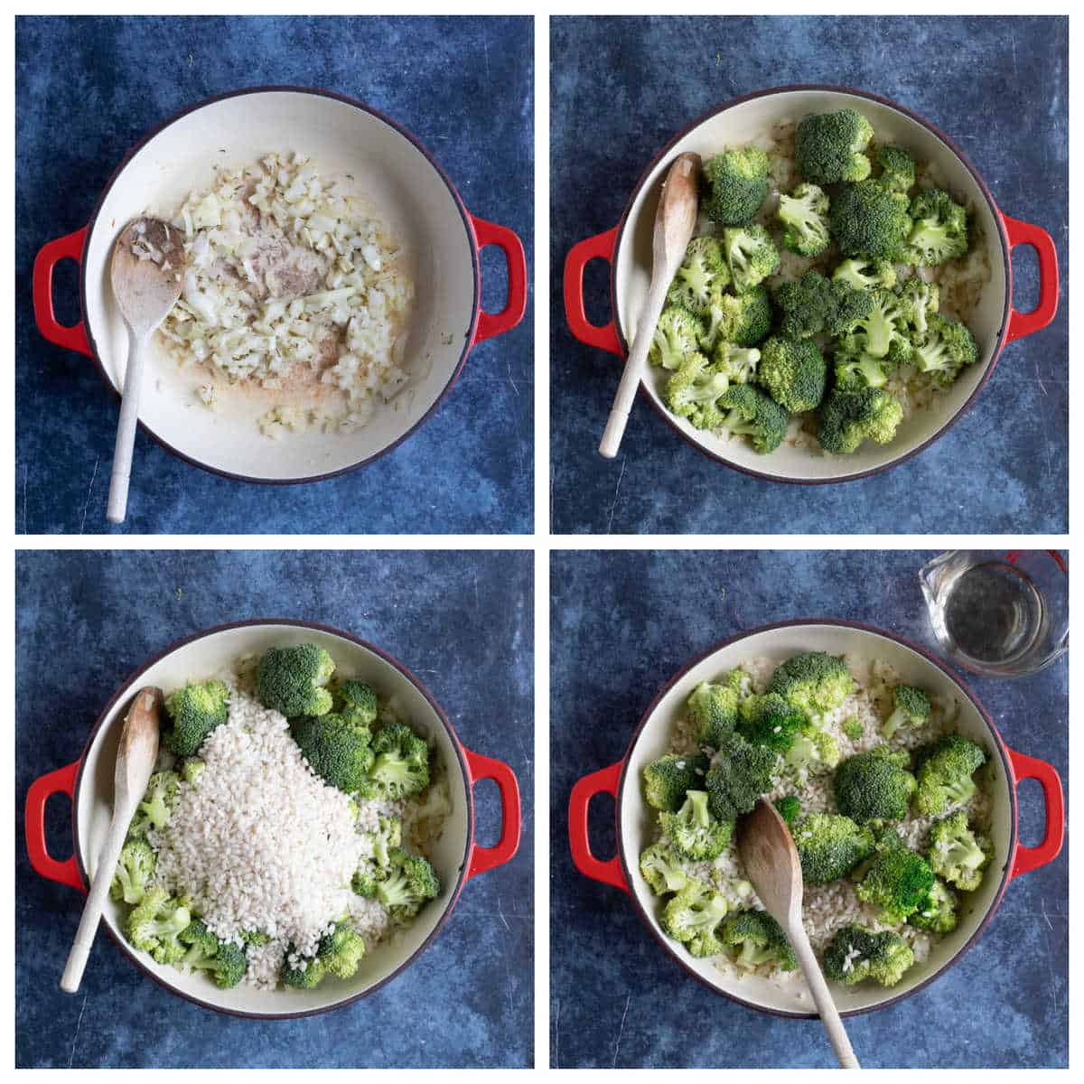 Step by step photo instructions for making broccoli and wild garlic risotto part 1.