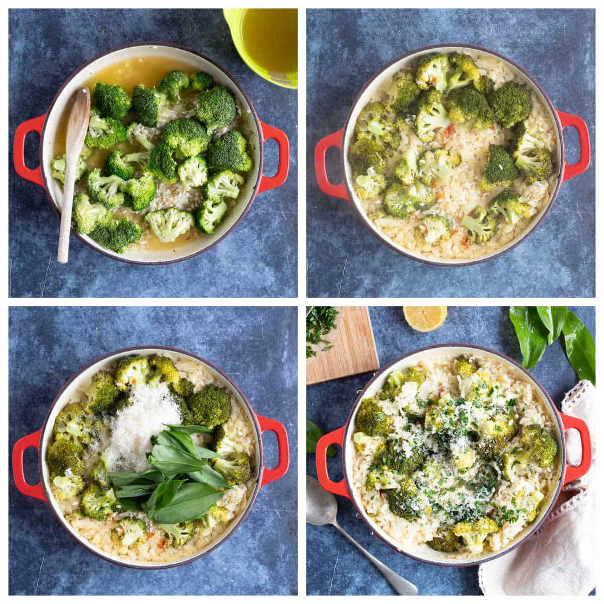 Step by step photo instructions for making oven baked wild garlic risotto.