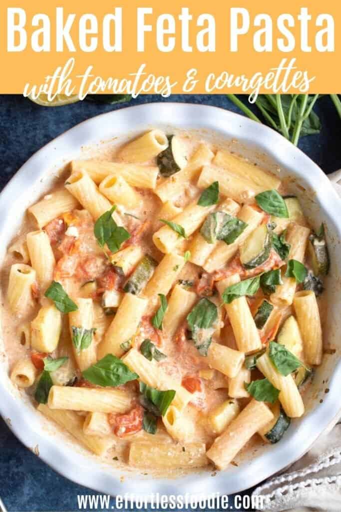 Baked feta pasta pin image.