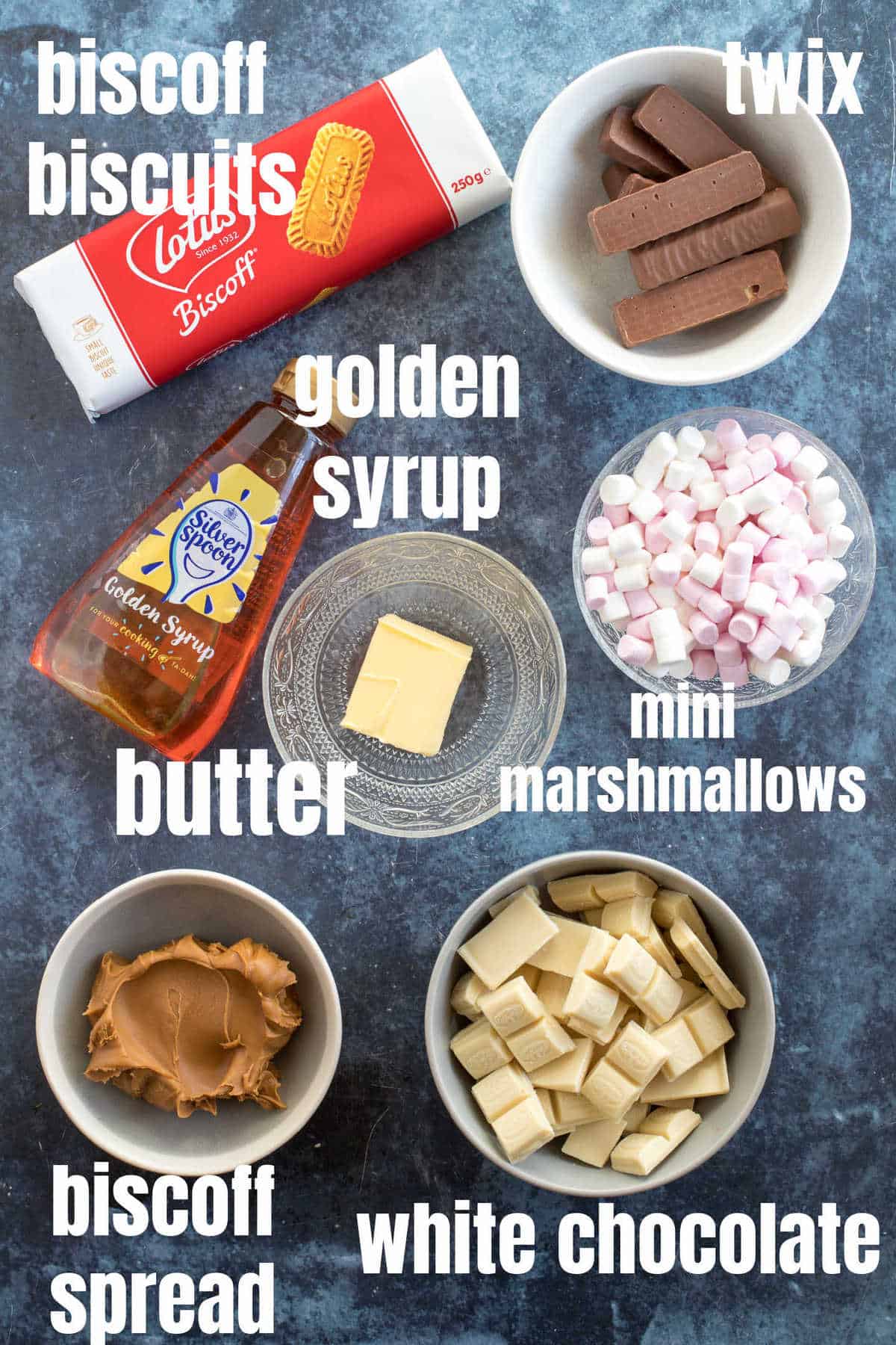 Ingredients for biscoff rocky road.