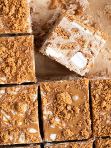 Squares of biscoff rocky road.