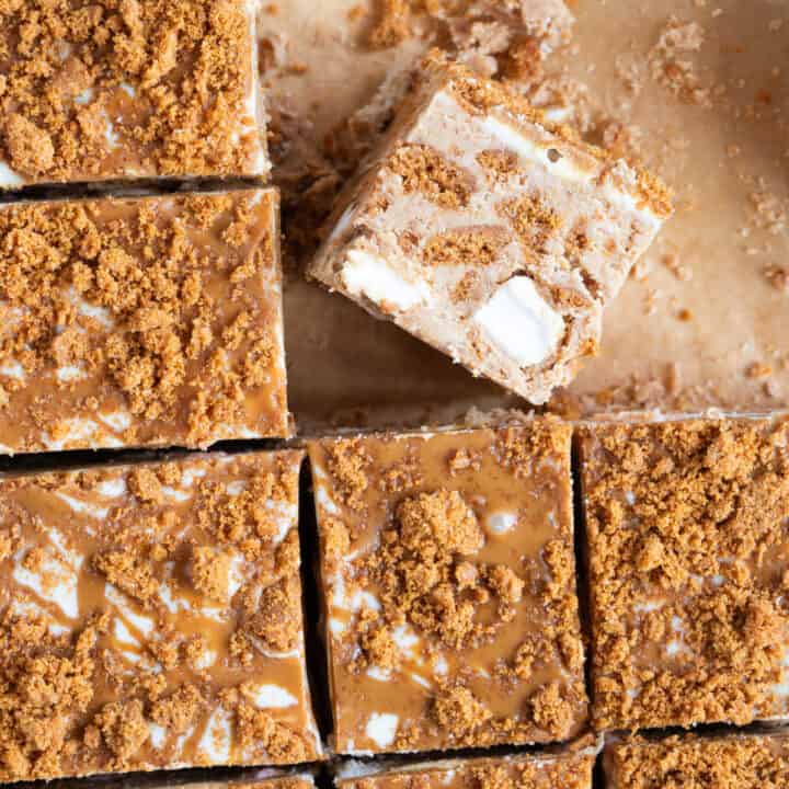 Squares of biscoff rocky road.