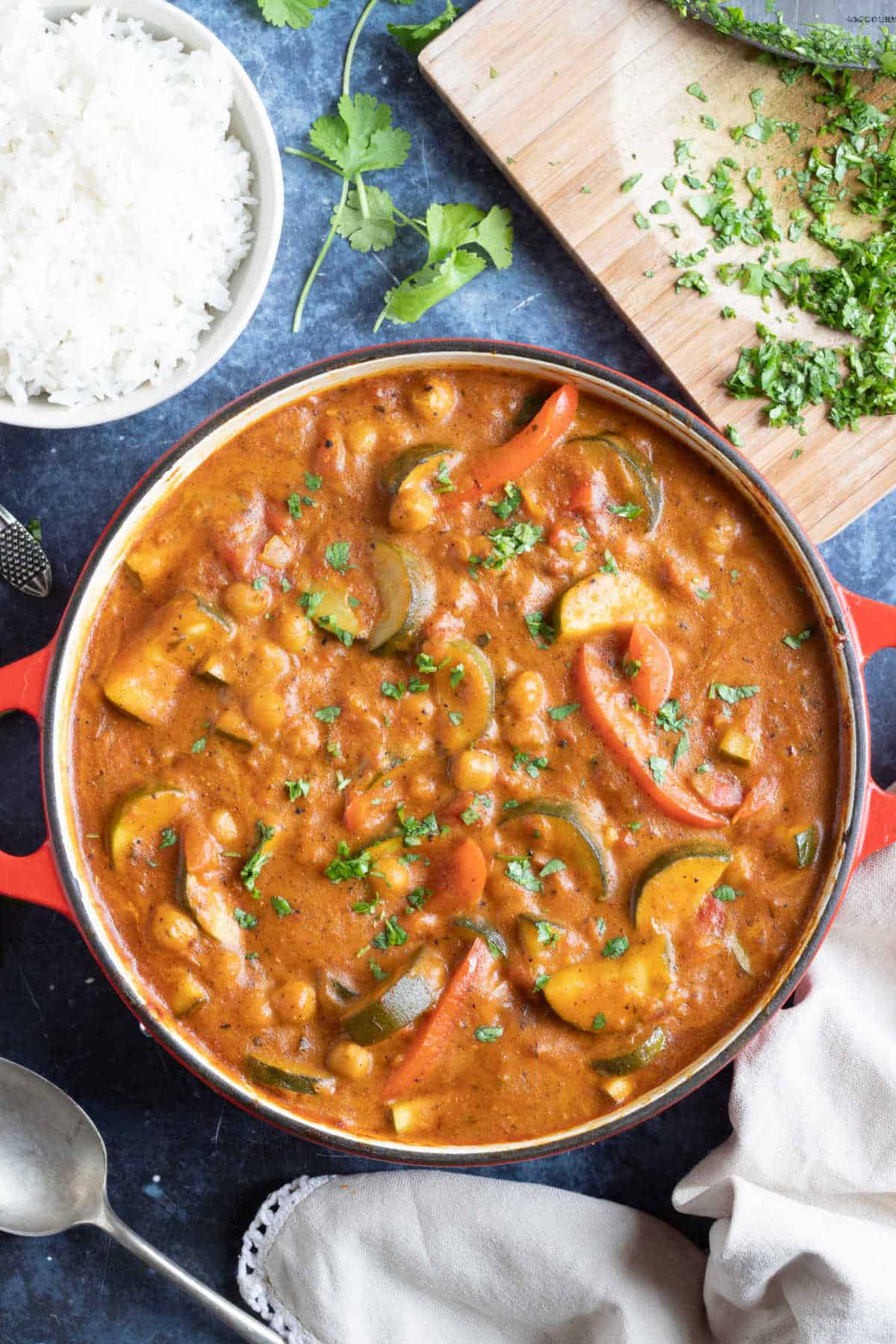 Courgette and chickpea curry.