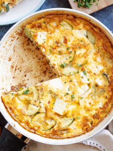 Courgette and feta frittata.