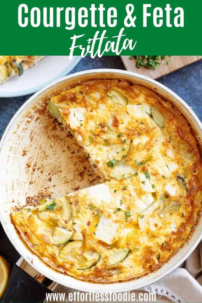 Courgette and feta frittata pin image.