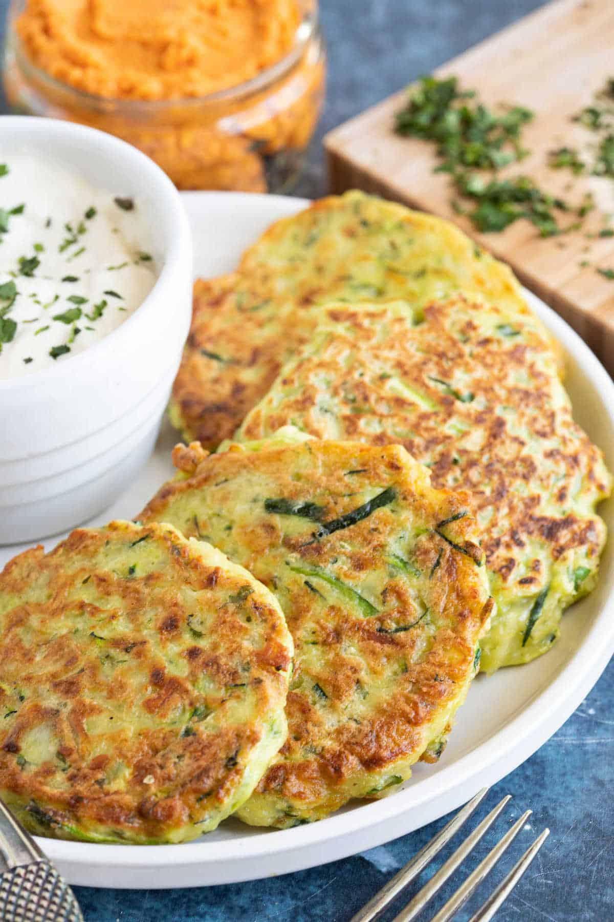 Courgette and halloumi firtters.