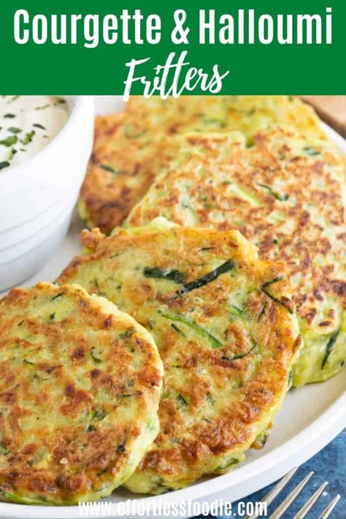 Courgette fritters pin image.