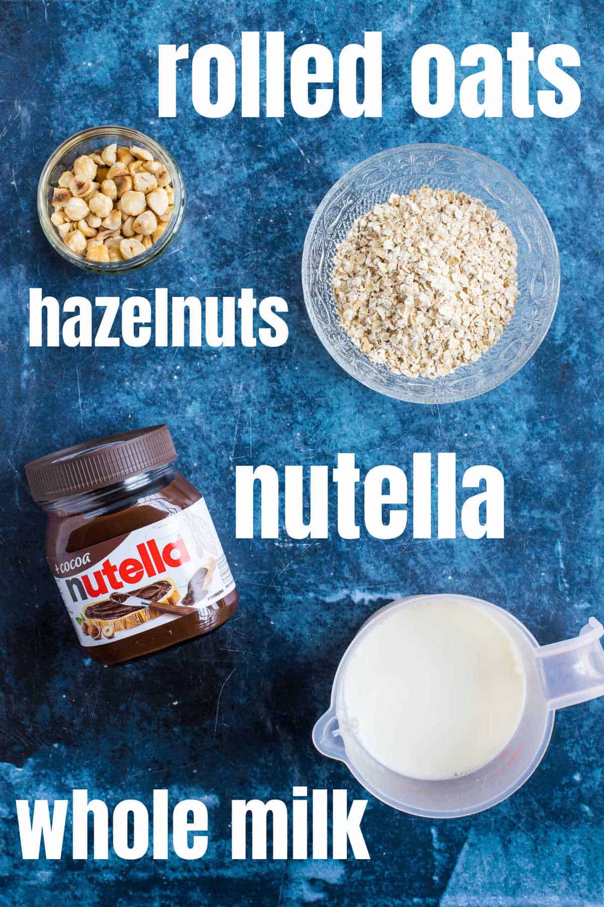 Ingredients needed for Nutella porridge.