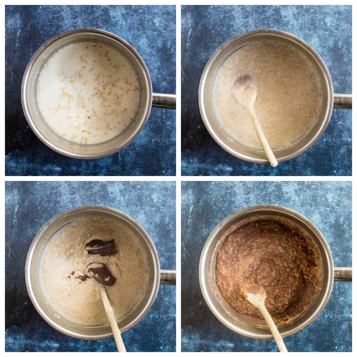 Step by step photo instructions for making Nutella oatmeal.