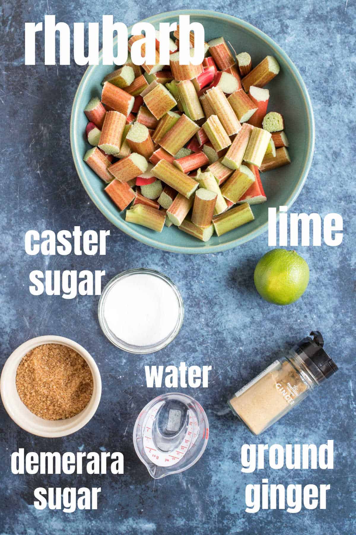 Ingredients for stewed rhubarb.