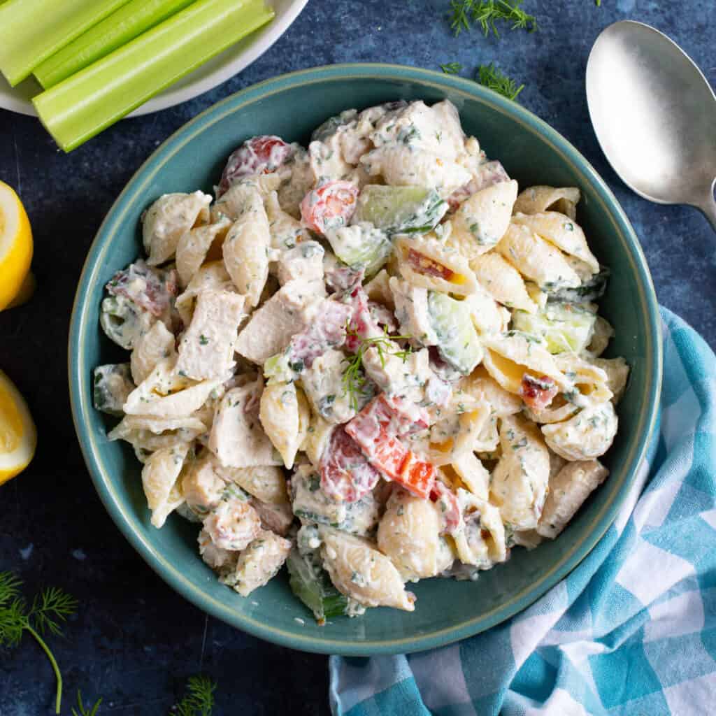 Best Chicken Bacon Ranch Pasta Salad Recipe - Effortless Foodie