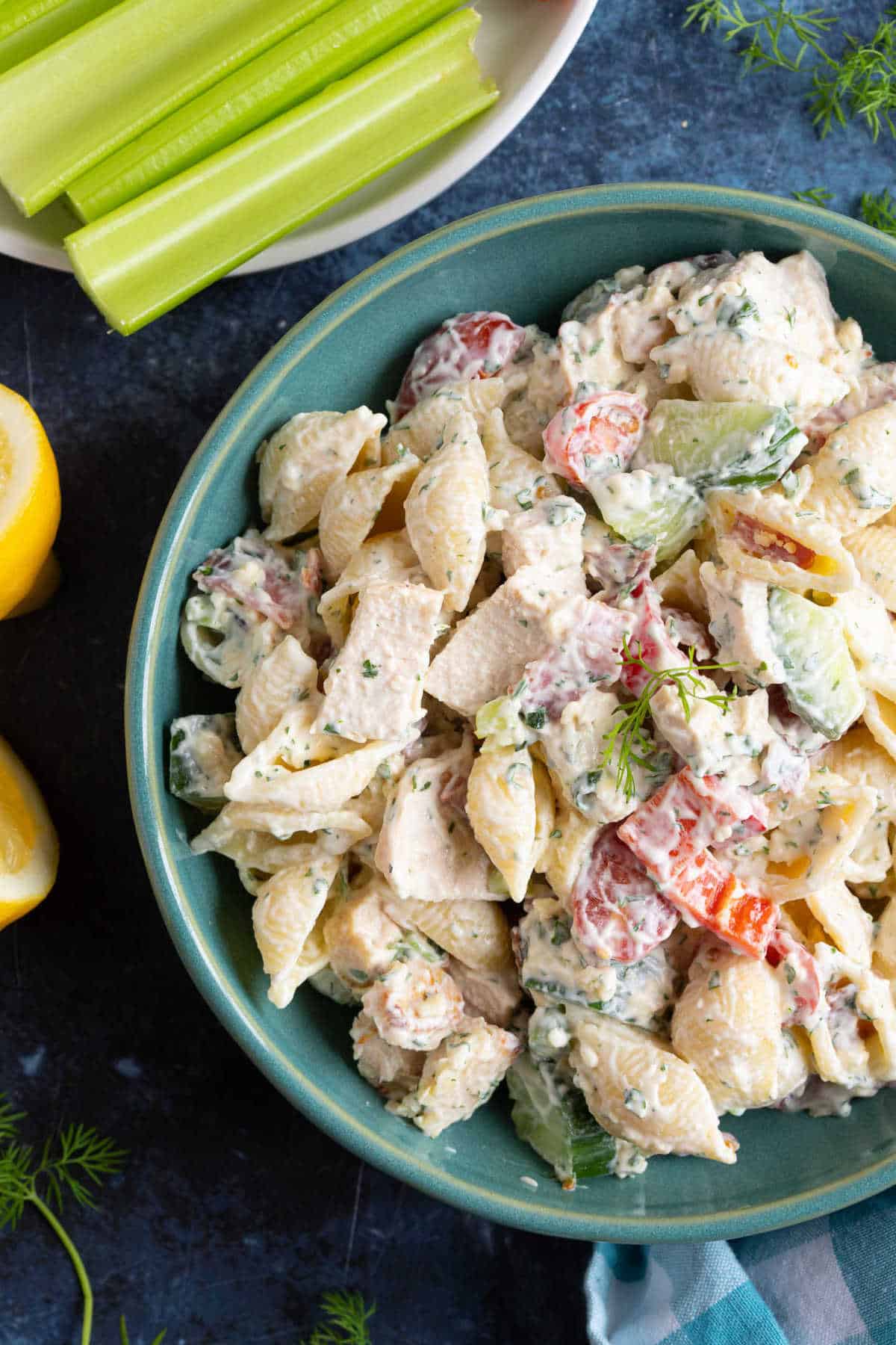 Chicken bacon ranch pasta salad.