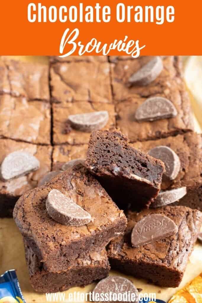 Chocolate orange brownies pin image.