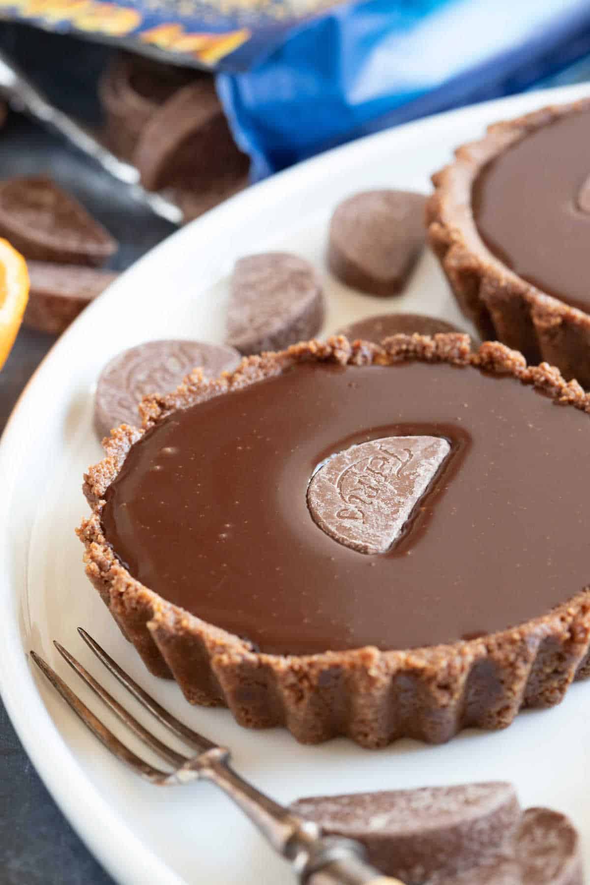 Chocolate orange tartlet.