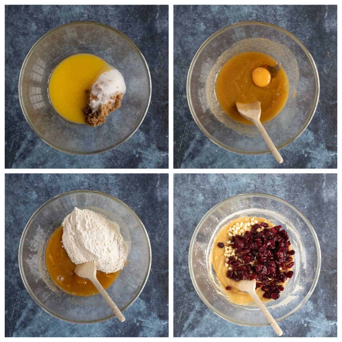 Step by step photo instructions for making the blondies.