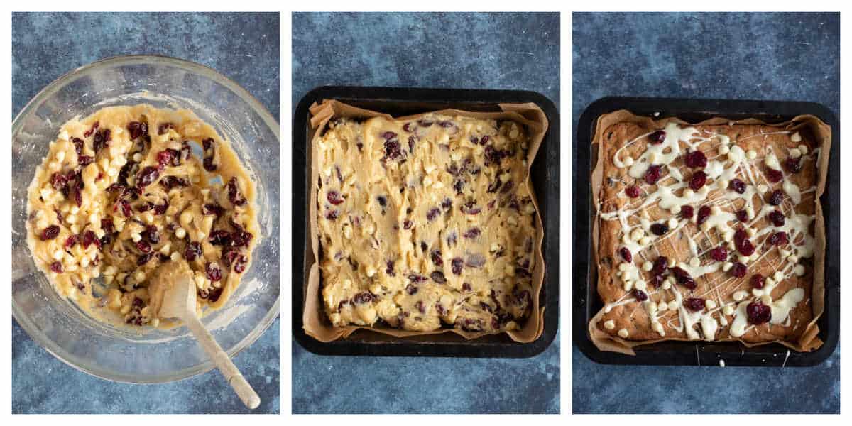 Step by step photo instructions for making the blondies part 2.