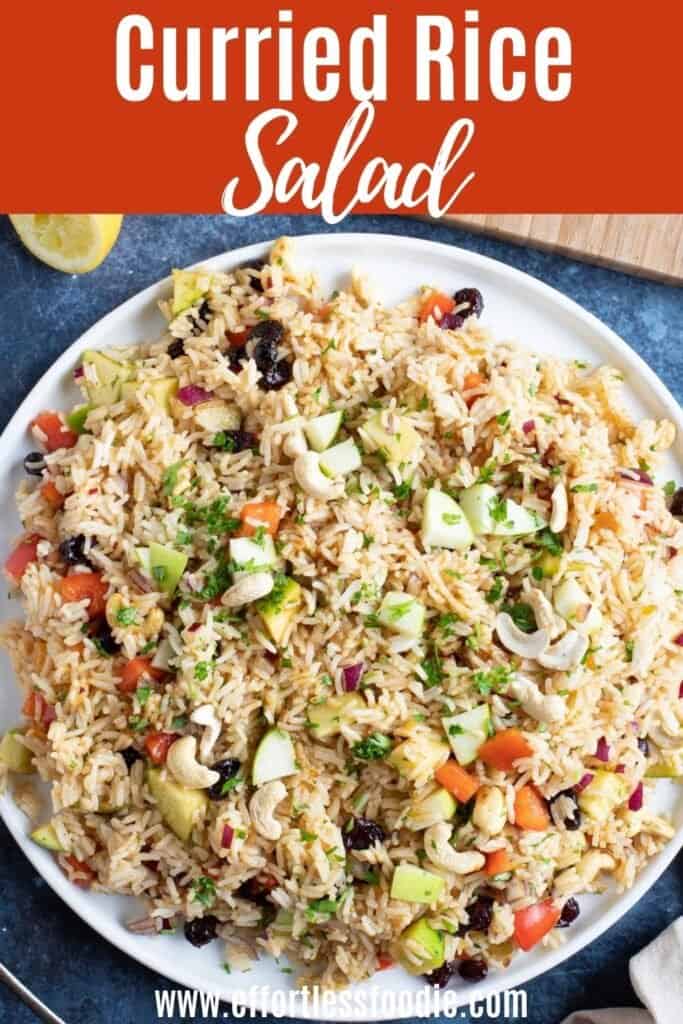 Curried rice salad pin image.