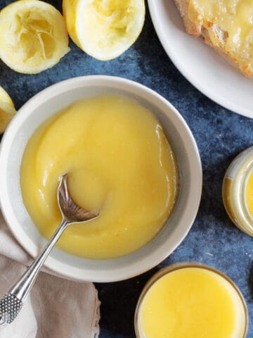 Homemade lemon curd on toast.