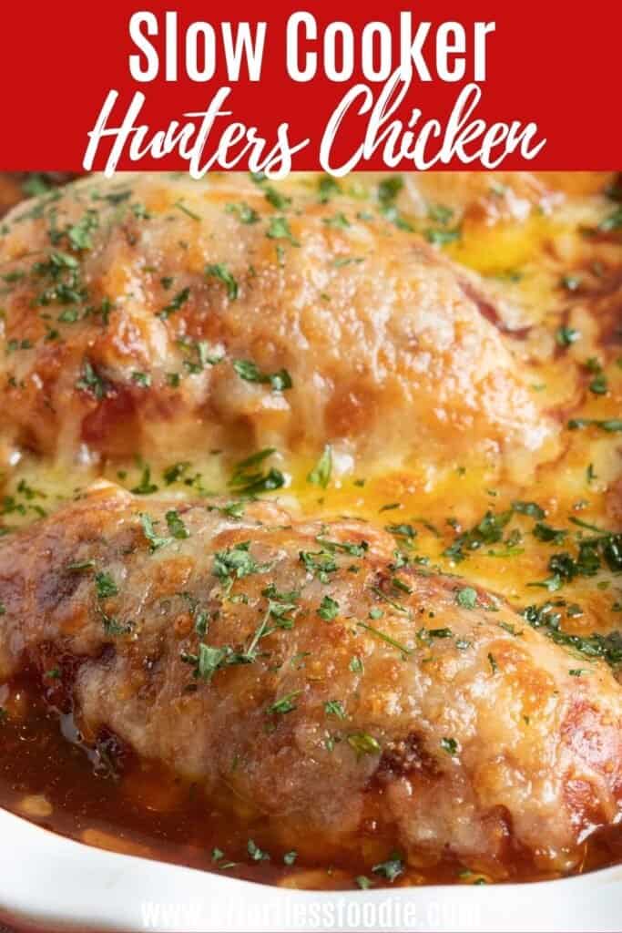 Slow cooker hunters chicken pin image.