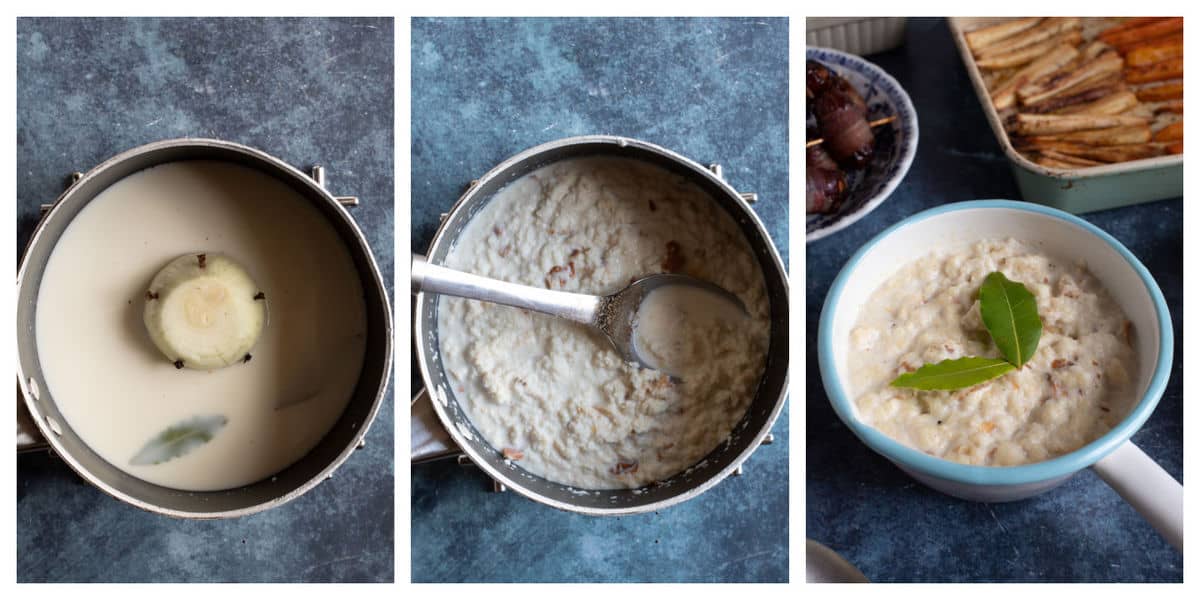 Step by step photos for making easy bread sauce.