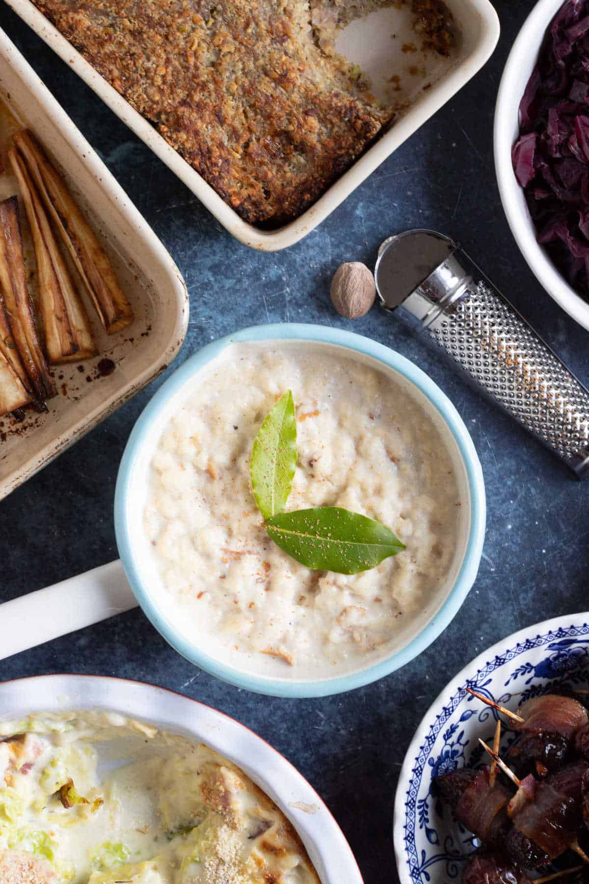 Bread sauce in a serving dish.