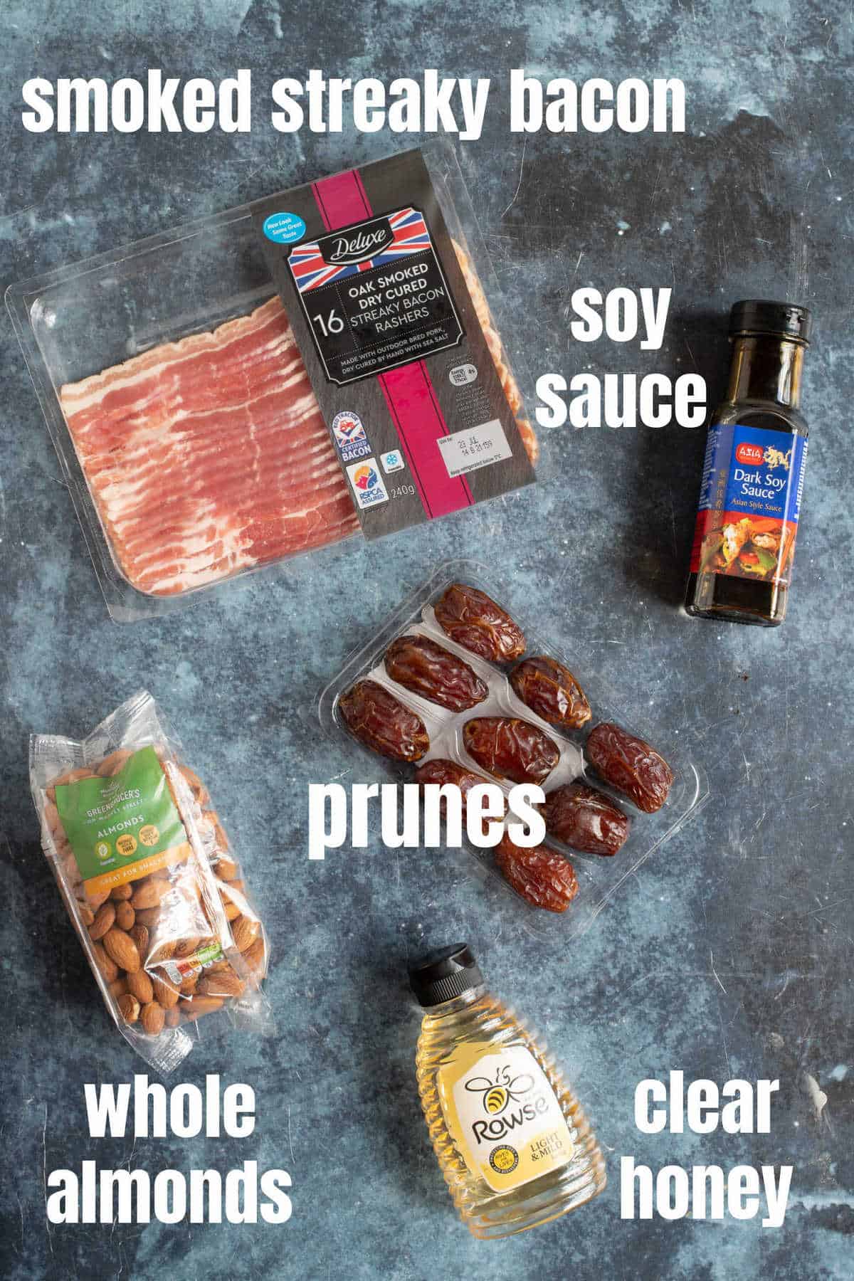 Ingredients needed to make devils on horseback.