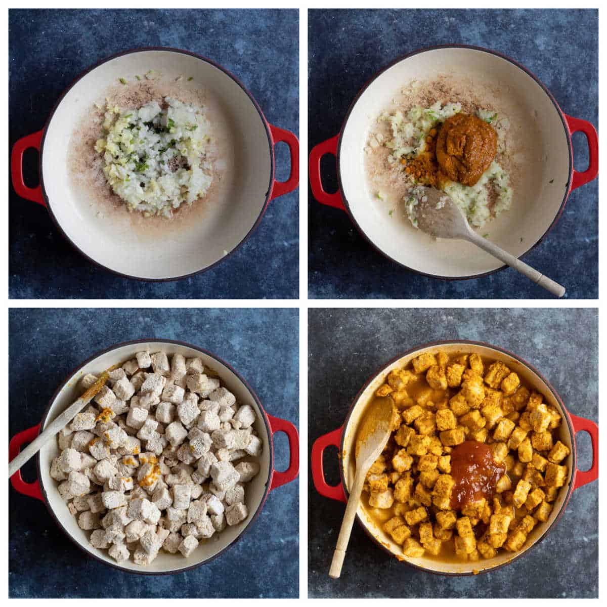 Step by step photo instructions for making Quorn curry.