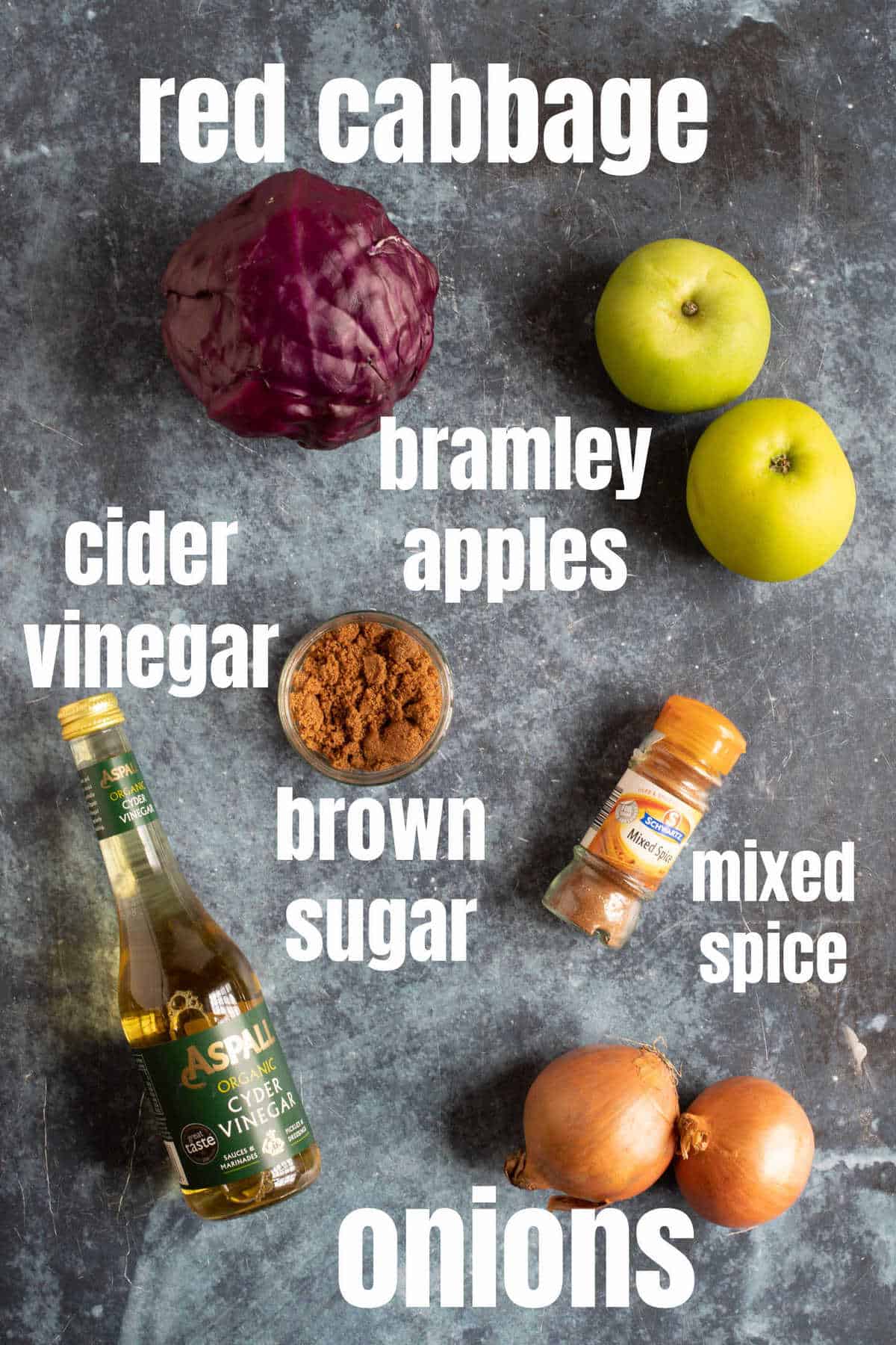 Ingredients for slow cooker red cabbage.