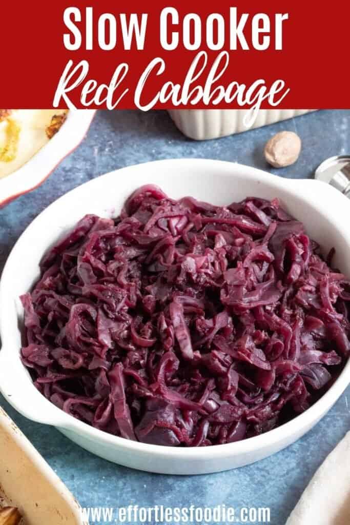 Slow cooker red cabbage pin image.