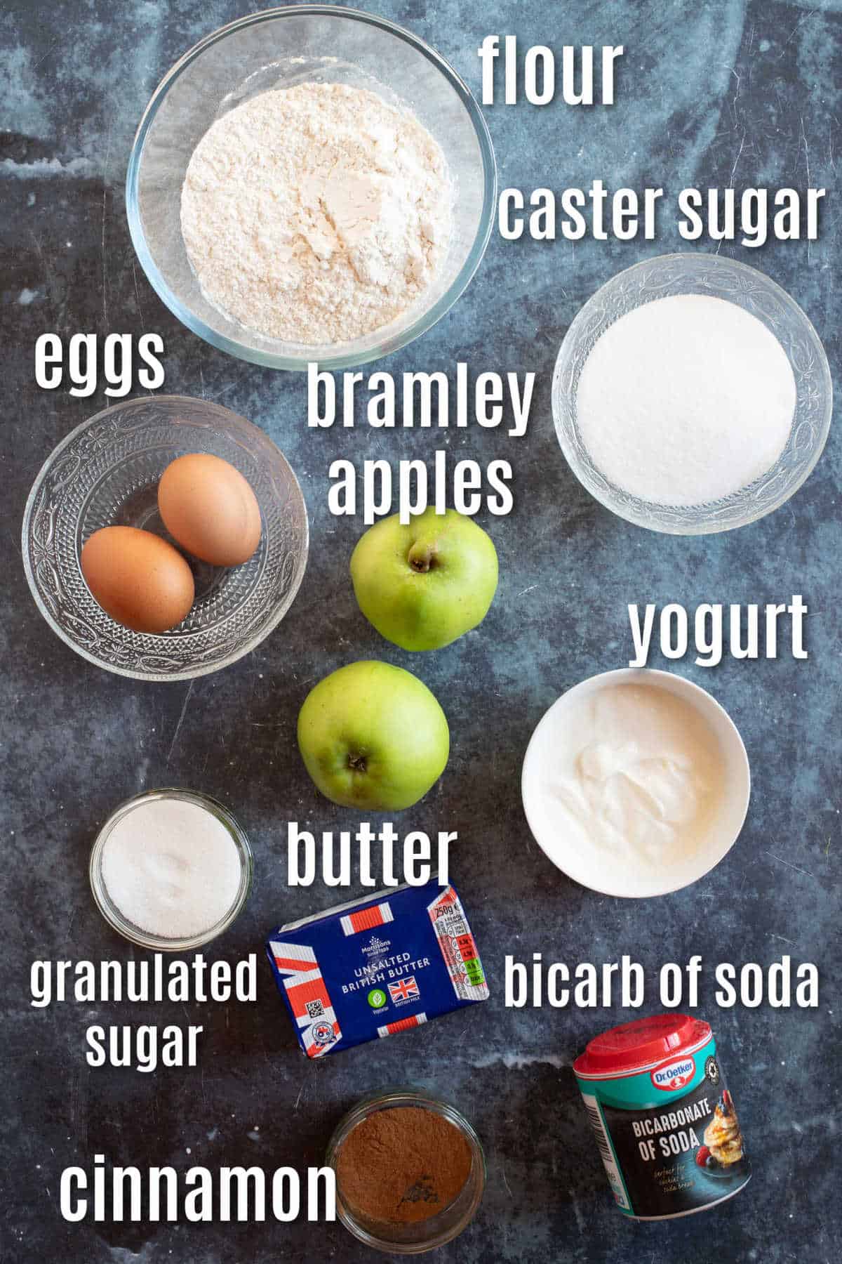 Ingredients for apple muffins.