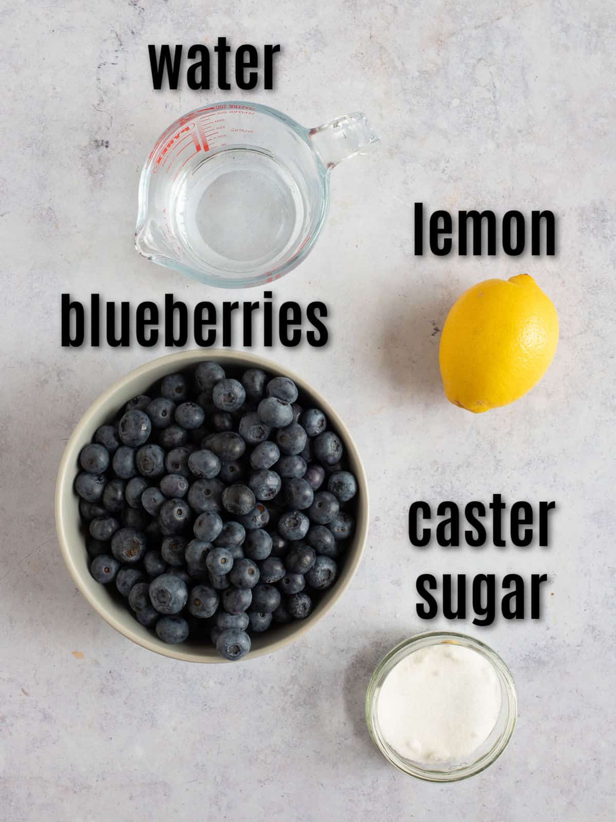 Ingredients for blueberry compote.