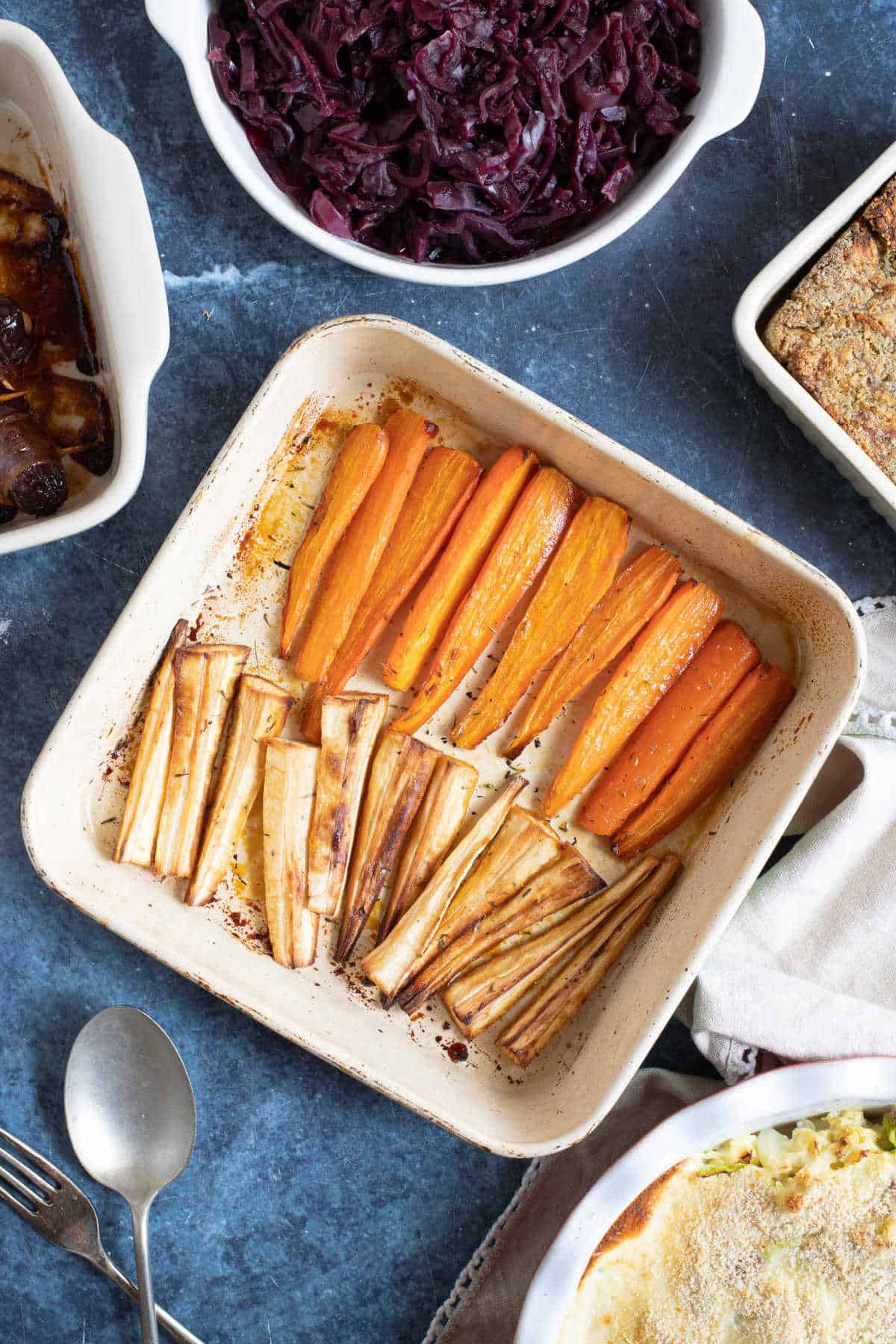 Honey roasted root vegetables.