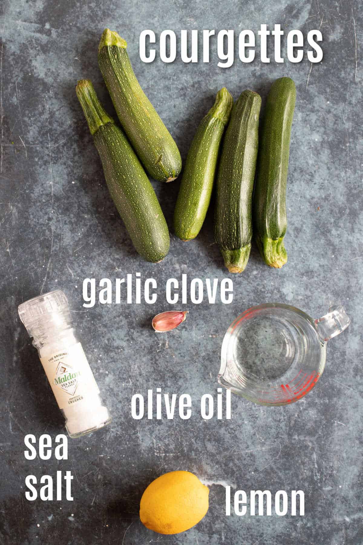 Ingredients for roast courgettes