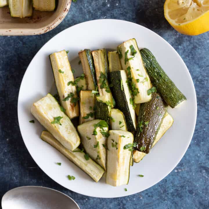 Oven roasted courgettes.