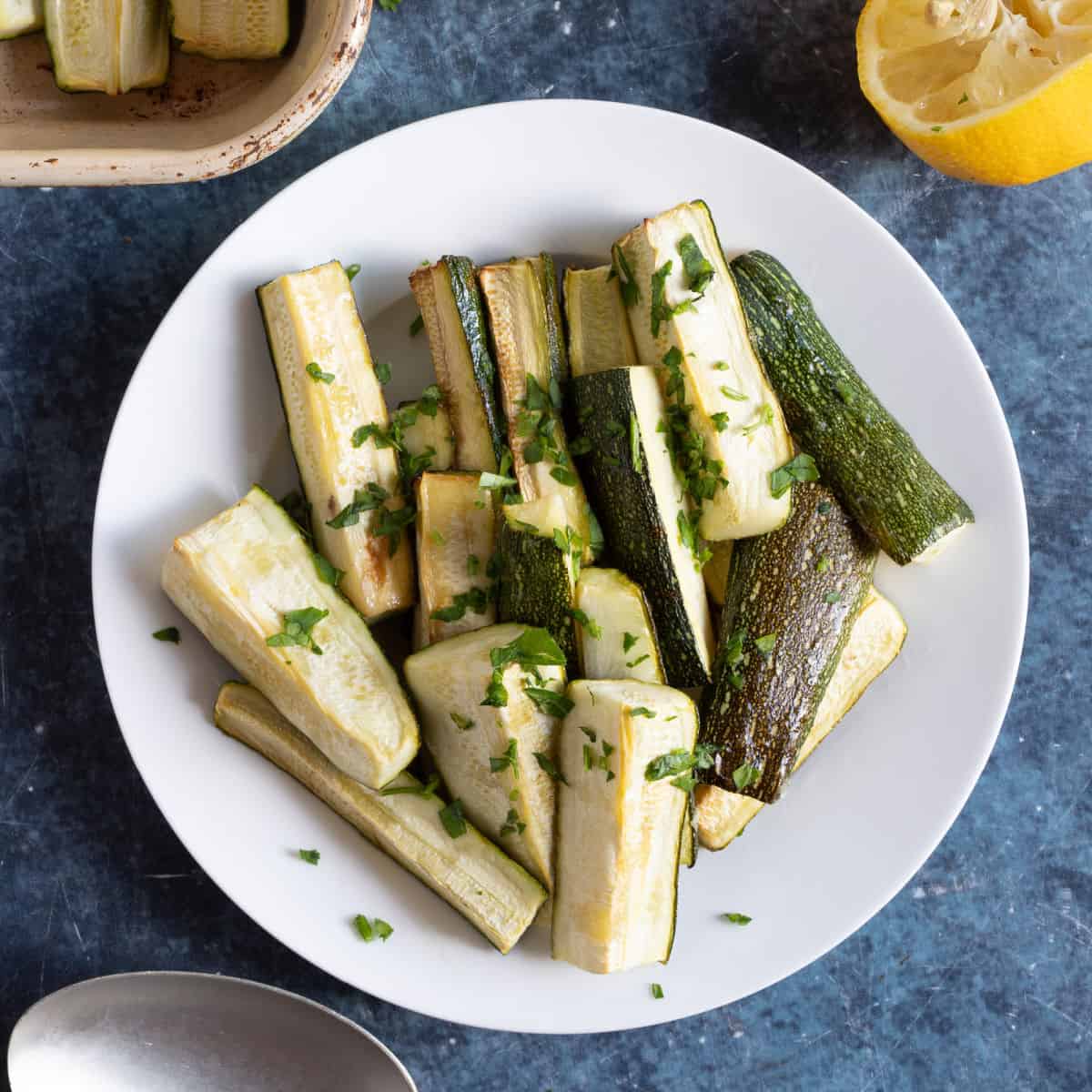 Griddled courgettes with lemon and garlic recipe