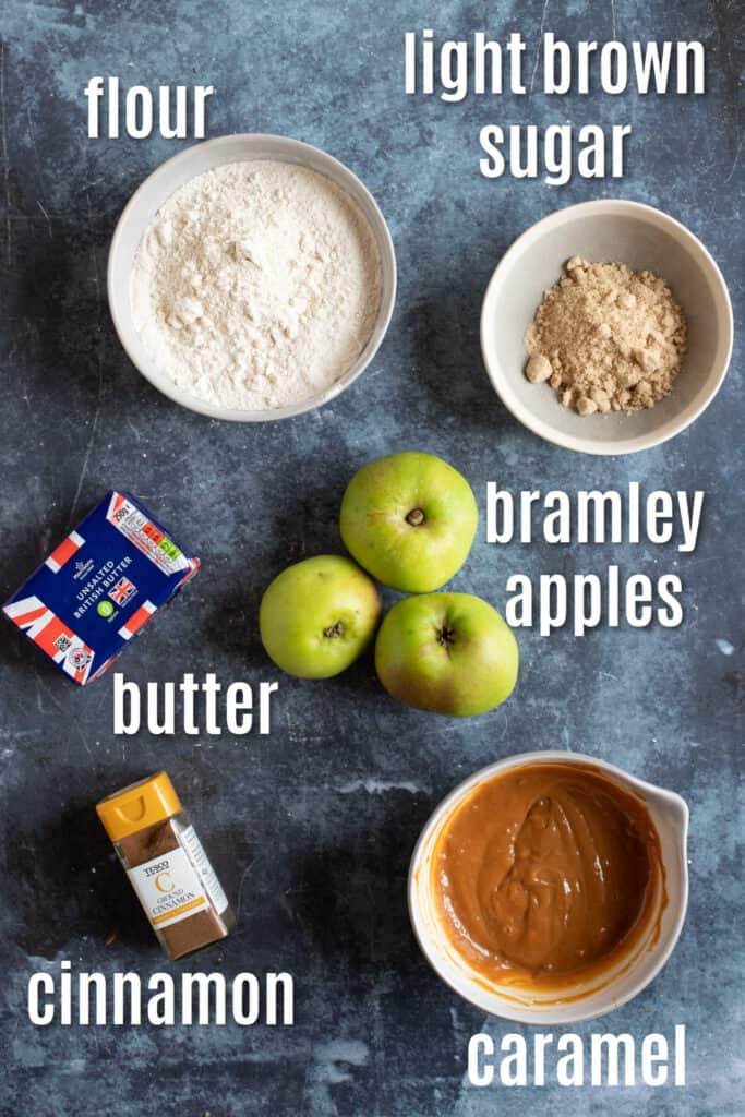 Ingredients needed to make apple pie bars