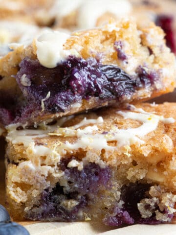 Moist lemon and blueberry blondies.