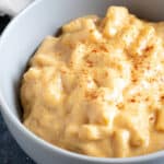 A bowl of slow cooker mac and cheese.