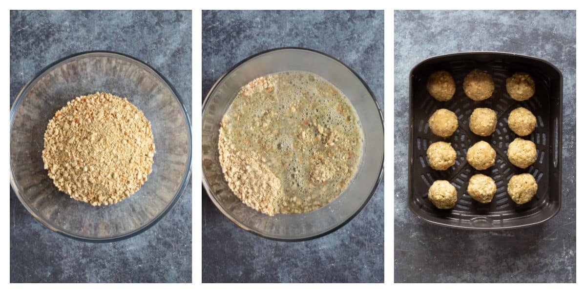 How to make air fryer stuffing balls step by step photos.