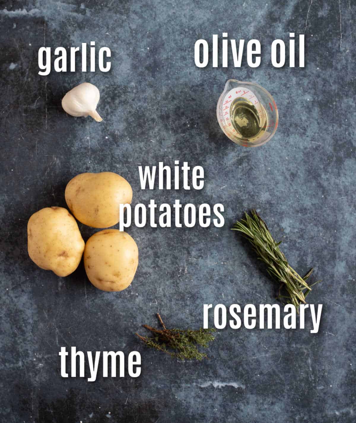 Ingredients needed to make Parmentier potatoes from scratch at home.