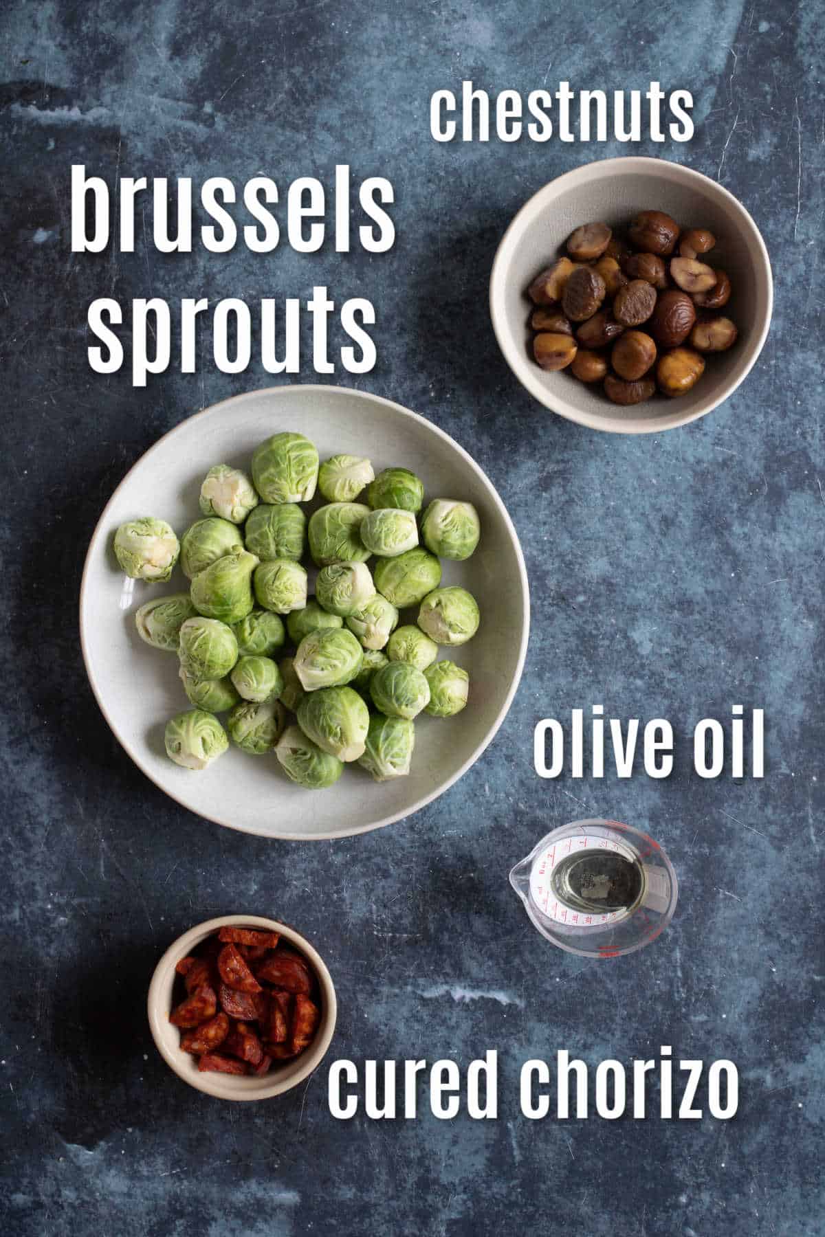 Ingredients for roasted Brussels Sprouts.