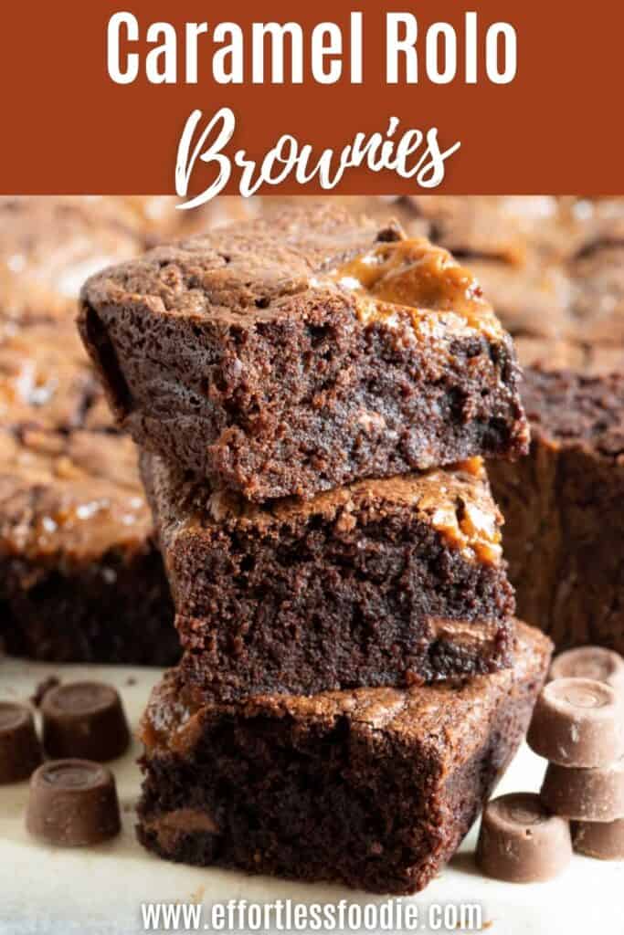 Rolo Brownies pin image for Pinterest.