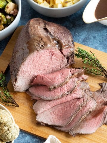 Sliced slow cooker roast beef.