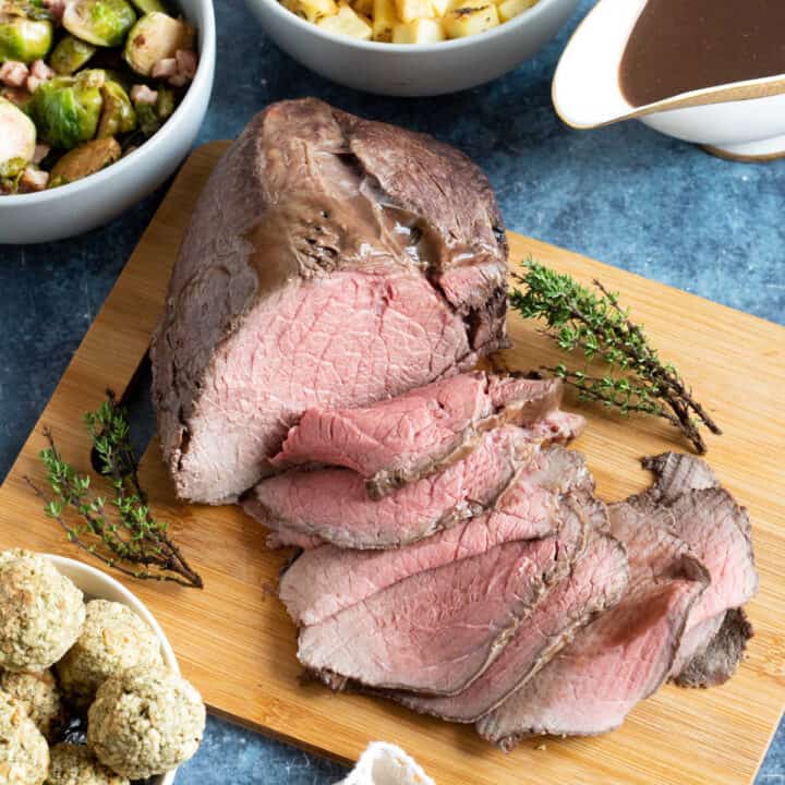 Sliced slow cooker roast beef.