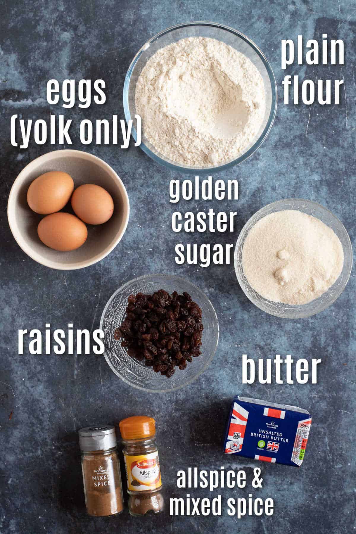 Ingredients needed to make soul cakes for All Souls' Eve