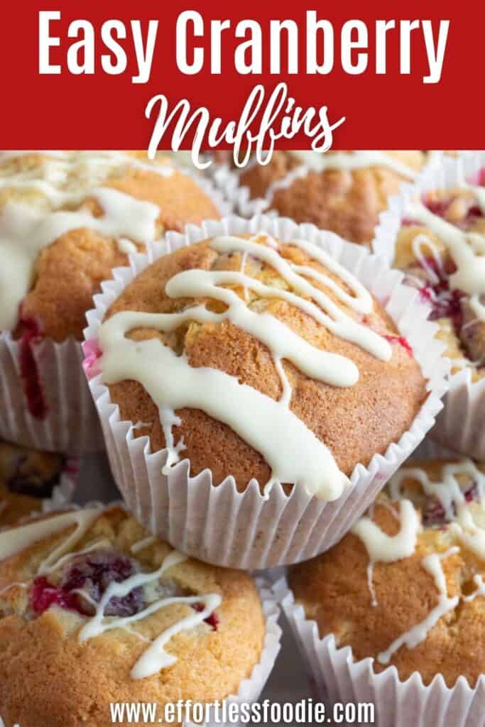 Easy cranberry muffins pin image.